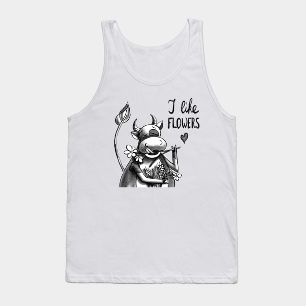 Cow with flowers Tank Top by Dina Mokareva